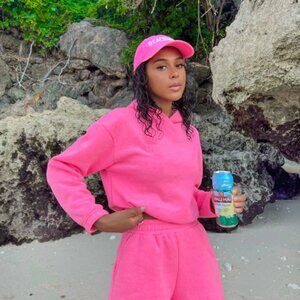 NEW Araminta James The Weekend Fleece Hoodie in Watermelon